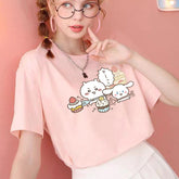 人気キャラ プリント トップス カップケーキ ユニセックス 半袖Tシャツ