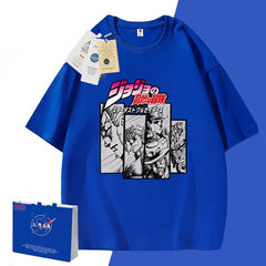 人気キャラ プリント トップス スターダストクルセイダース 半袖Tシャツ