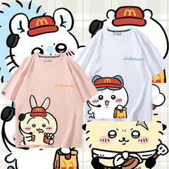 人気キャラ プリント トップス アルバイト ユニセックス 半袖Tシャツ