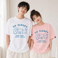人気キャラ プリント トップス GOOD NIGHT ユニセックス 半袖Tシャツ