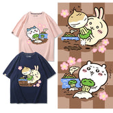 人気キャラ プリント トップス 大根を抜く ユニセックス 半袖Tシャツ
