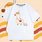 可愛いキャラ LUCKY DUCK アヒルさんトップス ユニセックス 半袖Tシャツ