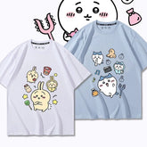 人気キャラ プリントトップス 笑える日常 ユニセックス 半袖Tシャツ