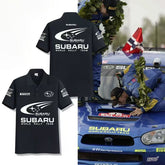 スポーツ&カルチャー プリント トップス モータースポーツ風 ロゴプリント ユニセックス 半袖 ポロシャツ