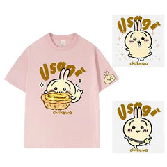 人気キャラ プリント トップス 食いしん坊 ユニセックス 半袖Tシャツ