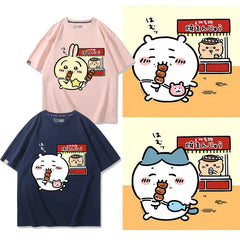 人気キャラ プリント トップス 焼きまんじゅう ユニセックス 半袖Tシャツ