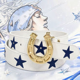 人気キャラ プリント 雑貨 小物 スティール・ボール・ラン風 ユニセックス 星柄 馬蹄バックル ベルト
