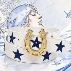 人気キャラ プリント 雑貨 小物 スティール・ボール・ラン風 ユニセックス 星柄 馬蹄バックル ベルト