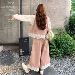 シャツ&ベスト&ワイドパンツ レディース セットアップ