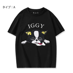 人気キャラ プリント トップス IGGY ユニセックス 半袖Tシャツ