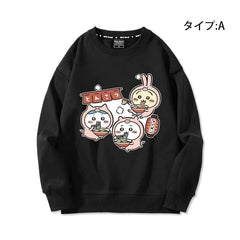 人気キャラ プリント トップス とんこつラーメン ユニセックス 長袖 スウェット