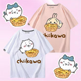人気キャラ プリント トップス 美味しいエッグタルト ユニセックス 半袖Tシャツ