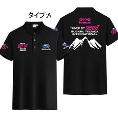 スポーツ&カルチャー プリント トップスレーシンググラフィックプリント ユニセックス 半袖 ポロシャツ
