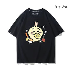 人気キャラ プリント トップス もぐもぐ戦士 ユニセックス 半袖Tシャツ