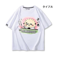 人気キャラ プリント トップス 麻雀対決 ユニセックス 半袖Tシャツ