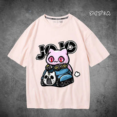 人気キャラ プリント トップス キラー・クイーン 可愛いキャット ユニセックス 半袖 Tシャツ