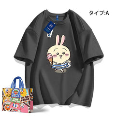 人気キャラ プリント トップス 楽しい食事タイム ユニセックス 半袖Tシャツ