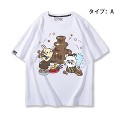 人気キャラ プリント トップス 日常 ユニセックス 半袖Tシャツ