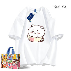 人気キャラ プリント トップス カップ ユニセックス 半袖Tシャツ
