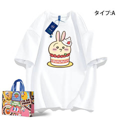 人気キャラ プリント トップス ケーキ ユニセックス 半袖Tシャツ