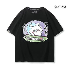 人気キャラ プリント トップス 麻雀対決 ユニセックス 半袖Tシャツ
