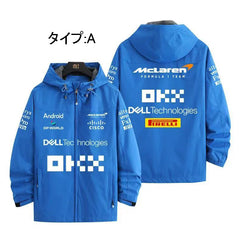 スポーツ&カルチャー プリント F1チーム風ロゴプリント メンズ 防風 防寒 レーシングジャケット