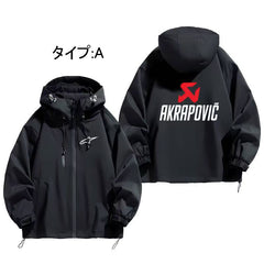 スポーツ&カルチャー プリント レーシングロゴ風 フード付き メンズ 防風 防寒 ジャケット