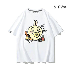 人気キャラ プリント トップス もぐもぐ戦士 ユニセックス 半袖Tシャツ