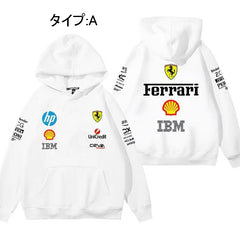 スポーツ&カルチャー プリント トップス F1チーム風 レーシングデザイン ユニセックス 長袖 パーカー