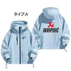 スポーツ&カルチャー プリント レーシングロゴ風 フード付き メンズ 防風 防寒 ジャケット