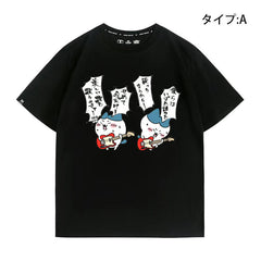 人気キャラ プリント トップス ギタリスト ユニセックス 半袖Tシャツ