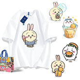 人気キャラ プリント トップス 楽しい食事タイム ユニセックス 半袖Tシャツ