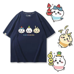 人気キャラ プリントトップス 果物 ユニセックス 半袖Tシャツ
