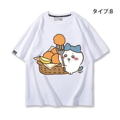 人気キャラ プリント トップス 美食 ユニセックス 半袖Tシャツ