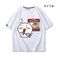 人気キャラ プリント トップス 焼きまんじゅう ユニセックス 半袖Tシャツ
