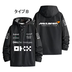 スポーツ&カルチャー プリント F1チーム風ロゴプリント メンズ 防風 防寒 レーシングジャケット