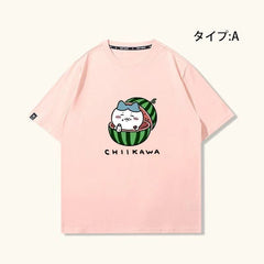 人気キャラ プリントトップス 美味しいスイカ ユニセックス 半袖Tシャツ