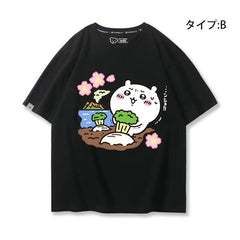 人気キャラ プリント トップス 大根を抜く ユニセックス 半袖Tシャツ