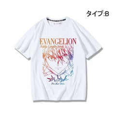 人気キャラ プリント トップス EVA パイロット達 ユニセックス 半袖Tシャツ