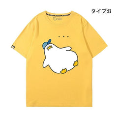 可愛いキャラ コーヒーで命をつなぐ アヒルさんトップス ユニセックス 半袖Tシャツ