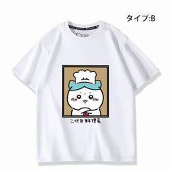 人気キャラ プリント トップス 初代と二代目料理長 ユニセックス 半袖Tシャツ