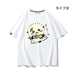 人気キャラ プリント トップス 食いしん坊の日常 ユニセックス 半袖Tシャツ