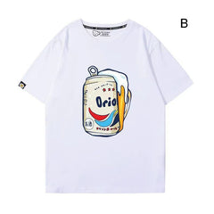 スポーツ&カルチャー プリント トップス ビール大好き ユニセックス 半袖Tシャツ