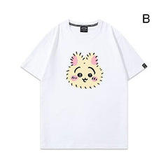 人気キャラ プリント トップス 毛が逆立った表情 ユニセックス 半袖Tシャツ