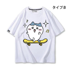 人気キャラ プリント トップス キックボード ユニセックス 半袖Tシャツ