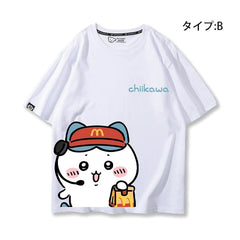 人気キャラ プリント トップス アルバイト ユニセックス 半袖Tシャツ