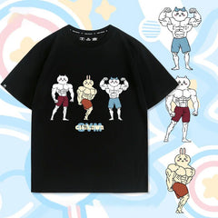 人気キャラ プリント トップス 筋肉兄貴 ユニセックス 半袖Tシャツ