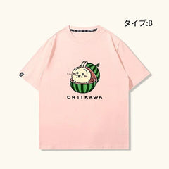 人気キャラ プリントトップス 美味しいスイカ ユニセックス 半袖Tシャツ