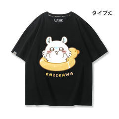 人気キャラ プリント トップス 浮き輪 ユニセックス 半袖Tシャツ