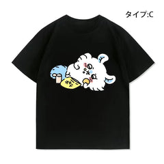 人気キャラ プリント トップス 食いしん坊 ユニセックス 半袖Tシャツ